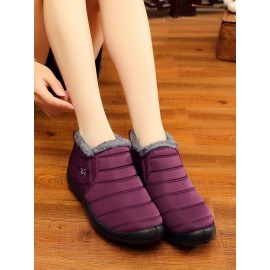 Unisex Waterproof Fur Lined Flat Heel Snow Boots