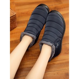 Unisex Waterproof Fur Lined Flat Heel Snow Boots