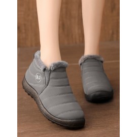 Unisex Waterproof Fur Lined Flat Heel Snow Boots