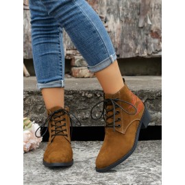 Vintage Abstract Wearable Lace-Up Block Heel Classic Boots Printing