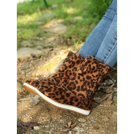 Casual Leopard Snake Print Lace-up Print Boots