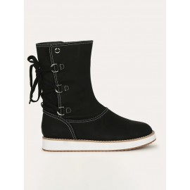 Casual Leopard Snake Print Lace-up Print Boots