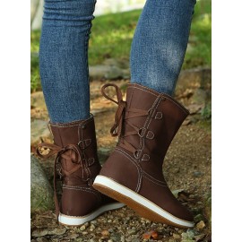 Casual Leopard Snake Print Lace-up Print Boots