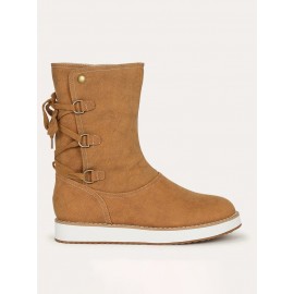 Casual Leopard Snake Print Lace-up Print Boots