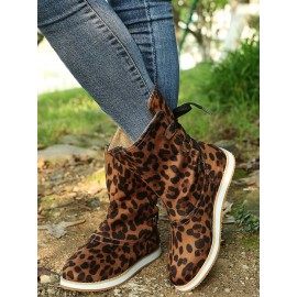 Casual Leopard Snake Print Lace-up Print Boots