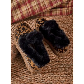 Vintage Plain All Season Wearable Daily Flat Shoes Faux Fur Slip On Deep Mouth Single Shoes for Women