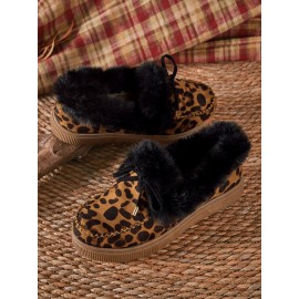 Vintage Plain All Season Wearable Daily Flat Shoes Faux Fur Slip On Deep Mouth Single Shoes for Women