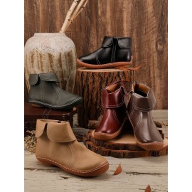 Women Casual Plain All Season Commuting Closed Toe PU Vintage Style Rubber Classic Boots Boots