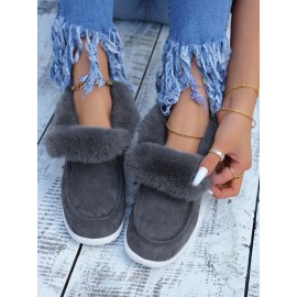 Women's Split Joint Furry Flat Heel Snow Boots