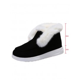 Women's Split Joint Furry Flat Heel Snow Boots