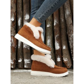 Women's Split Joint Furry Flat Heel Snow Boots