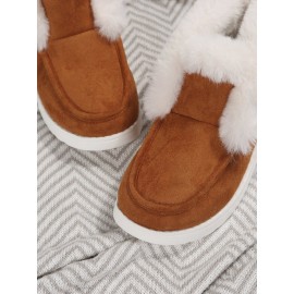 Women's Split Joint Furry Flat Heel Snow Boots