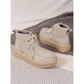 Casual Plain Non-Slip Zipper Block Heel Moccasin Boots