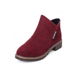 British Style Round Toe Comfortable Zip Low Heel Booties