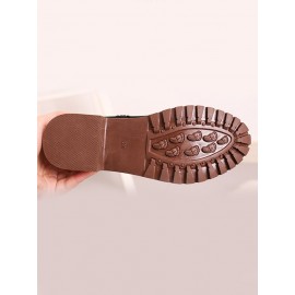 British Style Round Toe Comfortable Zip Low Heel Booties