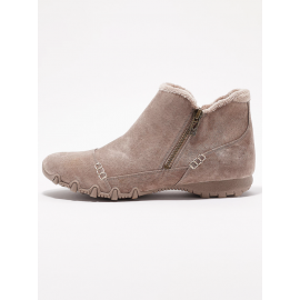 Faux Leather Panel Zip and Fleece Soft Ankle Ankle Boots