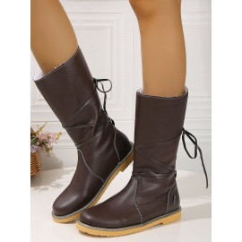 Comfortable Soft Lightweight Lace Up Chunky Heel Snow Boots Footwear