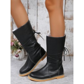 Comfortable Soft Lightweight Lace Up Chunky Heel Snow Boots Footwear