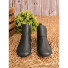 Women Casual Green Daily Adjustable Soft Leather Booties