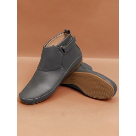 Women Casual Green Daily Adjustable Soft Leather Booties