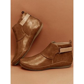 Women Casual Green Daily Adjustable Soft Leather Booties