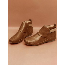 Women Casual Green Daily Adjustable Soft Leather Booties