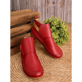 Women Casual Green Daily Adjustable Soft Leather Booties