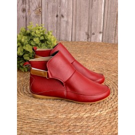 Women Casual Green Daily Adjustable Soft Leather Booties