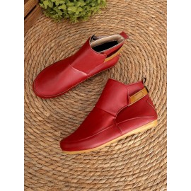 Women Casual Green Daily Adjustable Soft Leather Booties