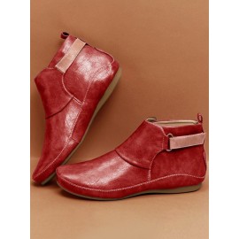 Women Casual Green Daily Adjustable Soft Leather Booties