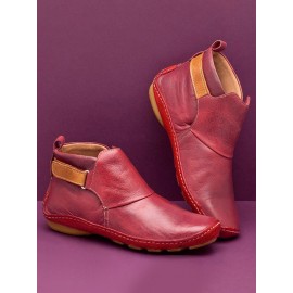 Women Casual Green Daily Adjustable Soft Leather Booties