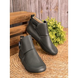 Women Casual Green Daily Adjustable Soft Leather Booties