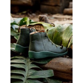 Women Lether Fall Flat Heel PU Boots