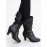 Casual Ruched Buckle Chunky Heel Boots