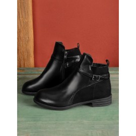 Vintage Round Toe Chunky Heel Casual Short Boots