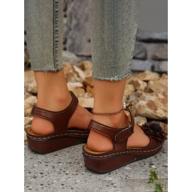 Retro casual three-dimensional flower hollow breathable wedge sandals