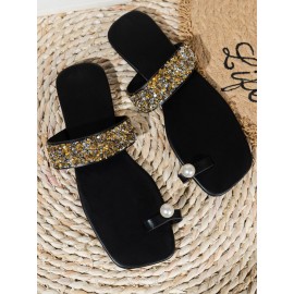 Pearl Ring Glitter Sexy Slide Sandals