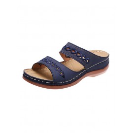 Retro Style Hollow Out Circular Embroidery Foot Casual Slippers