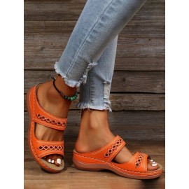 Retro Style Hollow Out Circular Embroidery Foot Casual Slippers