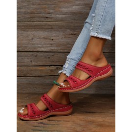 Retro Style Hollow Out Circular Embroidery Foot Casual Slippers