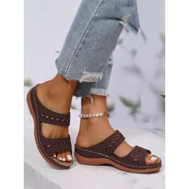 Retro Style Hollow Out Circular Embroidery Foot Casual Slippers