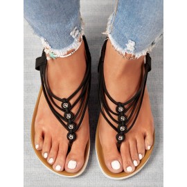 Beaded Thin Strap Bohemian Thong Sandals