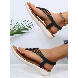 Beaded Thin Strap Bohemian Thong Sandals
