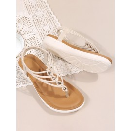 Beaded Thin Strap Bohemian Thong Sandals