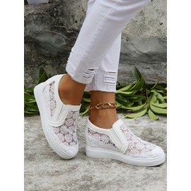 Flower Embroidery Detail Hidden Heeled Shoes