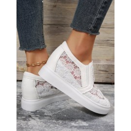 Flower Embroidery Detail Hidden Heeled Shoes