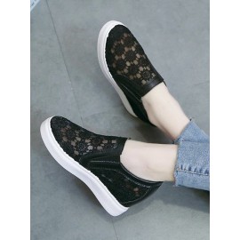 Flower Embroidery Detail Hidden Heeled Shoes