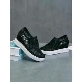 Flower Embroidery Detail Hidden Heeled Shoes