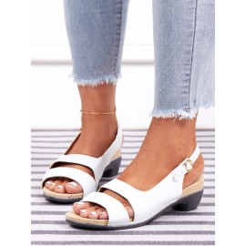 Solid Color Vintage Casual Chunky Heel Sandals