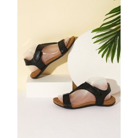 Retro Solid Color Casual Velcro Portable Sandals